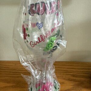Lolita Wine Glass “GIRL FRIENDS RULE” Artisan Painted Original Box NIB